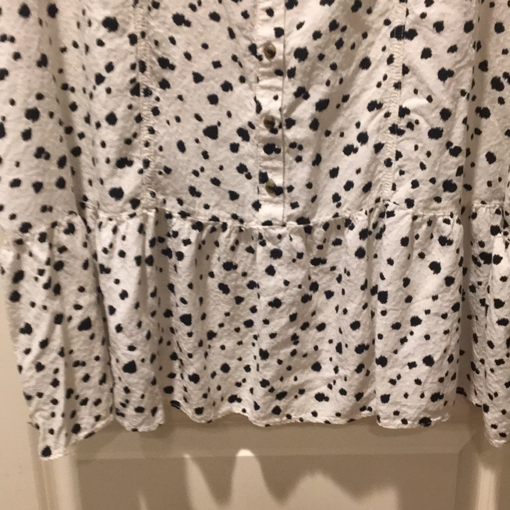 Terra & Sky womens 3/4 button down rayon top short sleeves ruffles plus size 1X - Picture 6 of 10